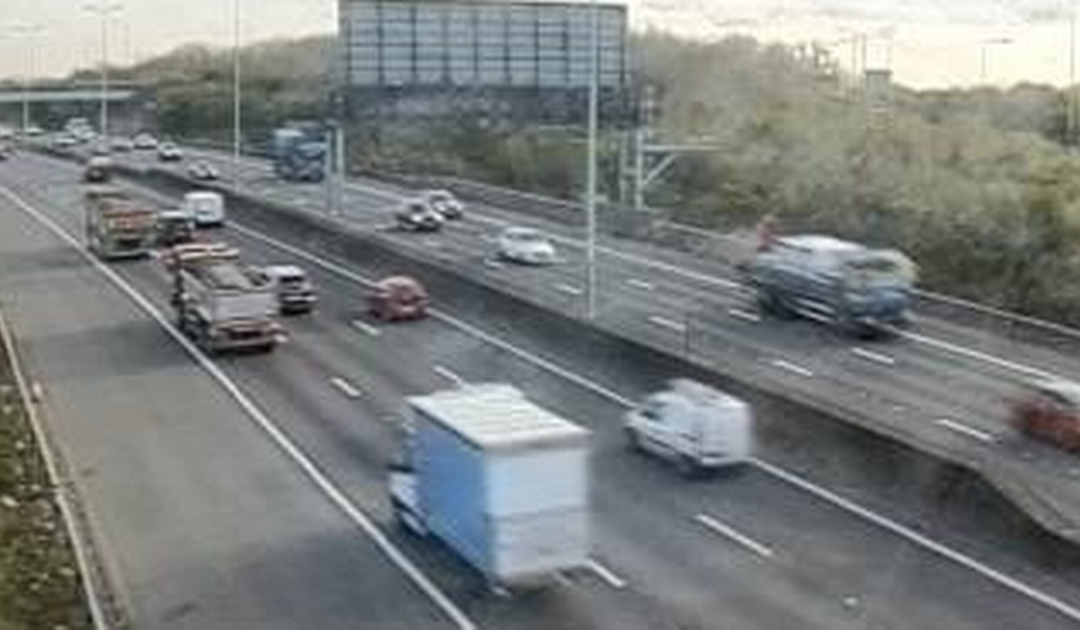 Traffic on M4 as crash caused lane closure near Slough and Heathrow Airport